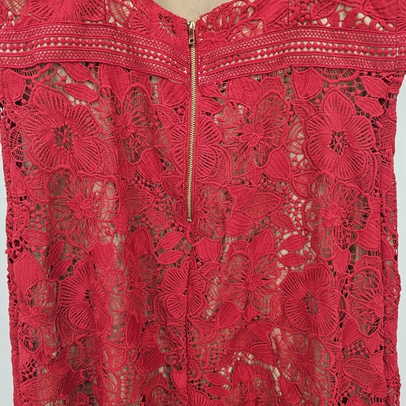 Adelyn Rae Red Lace Mod Illusion Midi Dress Womens Size Large New - Picture 11 of 14